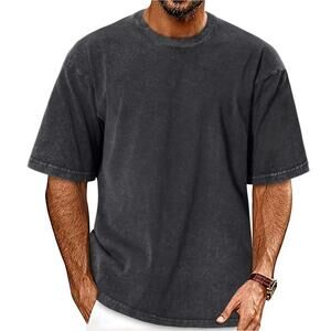 Oversized Tshirts For Men Short Sleeve Vintage Washed Basic Loose Tees